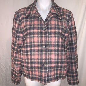 VTG Pendleton 14P Gray Pink Plaid Lined Blazer